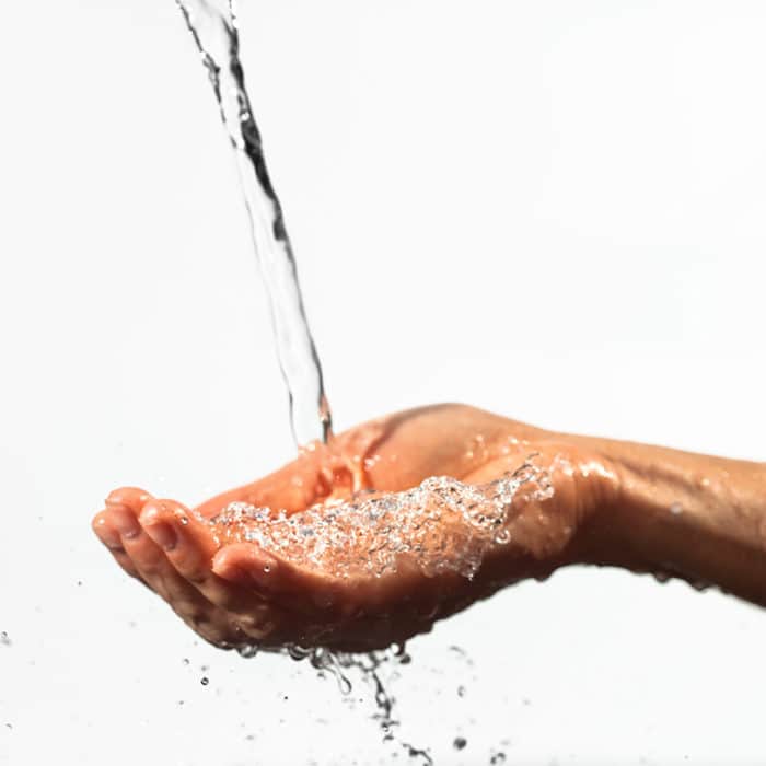 palm on running water cleansing