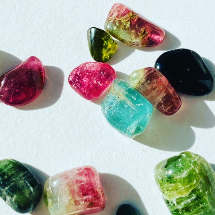 Different colors of tourmaline