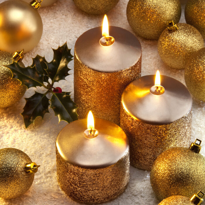 Festive gold candles