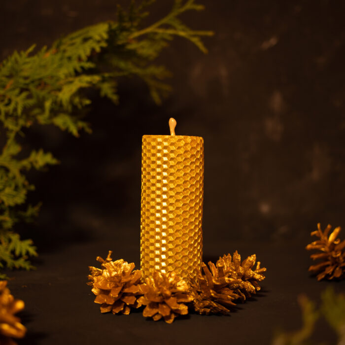 Gold candle patterned