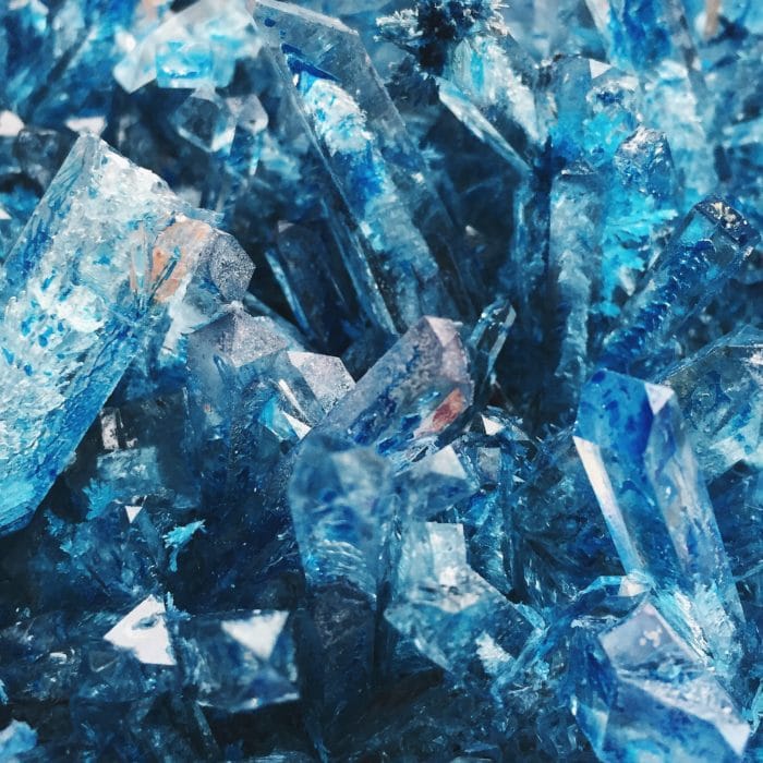 blue and white reflecting crystals