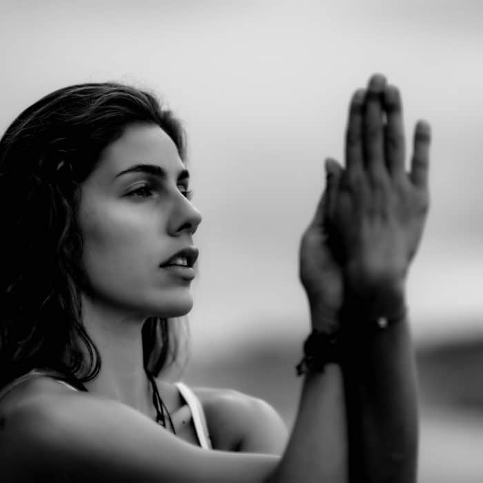 Meditation. Gesture Namaste - Yoga, praying.