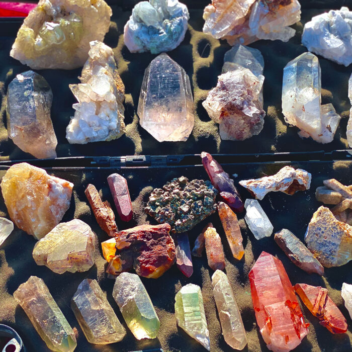 Overhead view of crystals