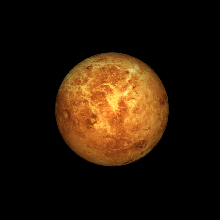 Planet Venus on a black background