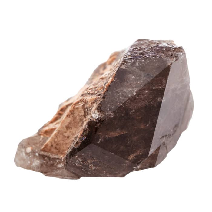 Piece of Smoky Quartz on a White Background Smoky Quartz, One of the Best Astrophyllite Crystal Combinations