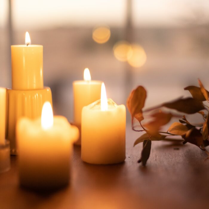 Candles and leaves