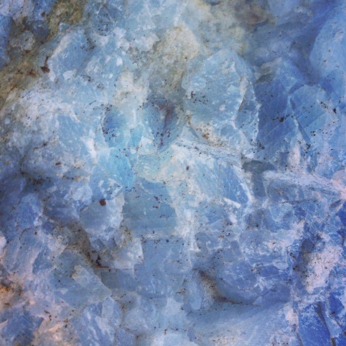 closeup of bluish white crystal