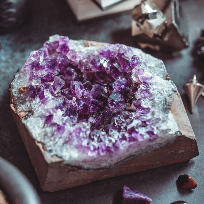 amethyst druze on altar for ritual