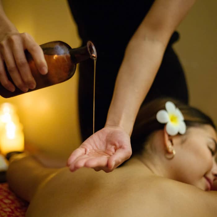 aromatherapy massage with essential oil