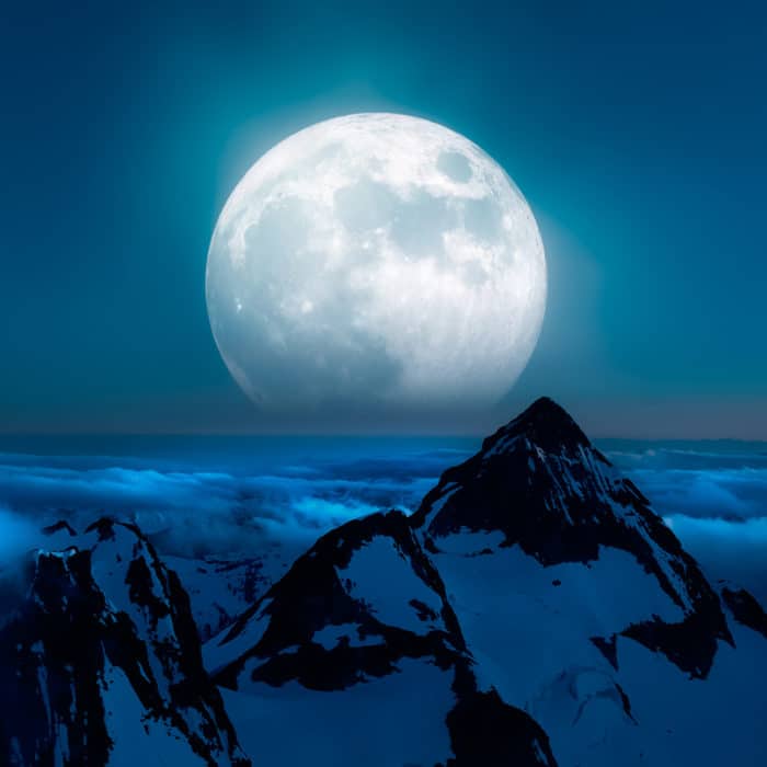 Full Moon Atop a Mountain