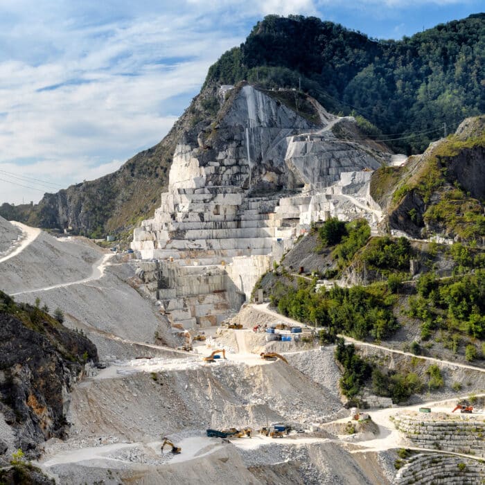 Panorama view of Carrara marble quarrying