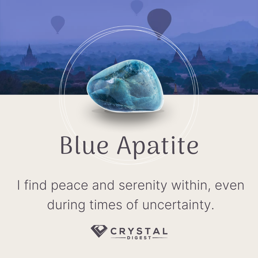 Blue apatite crystal affirmation