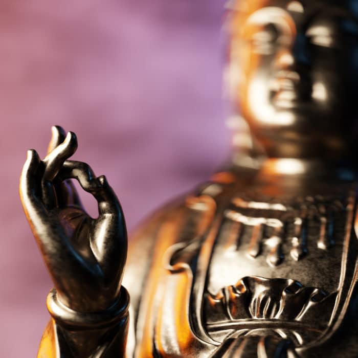 Buddha statue, zen meditation in yoga and spiritual peace. Traditional symbol