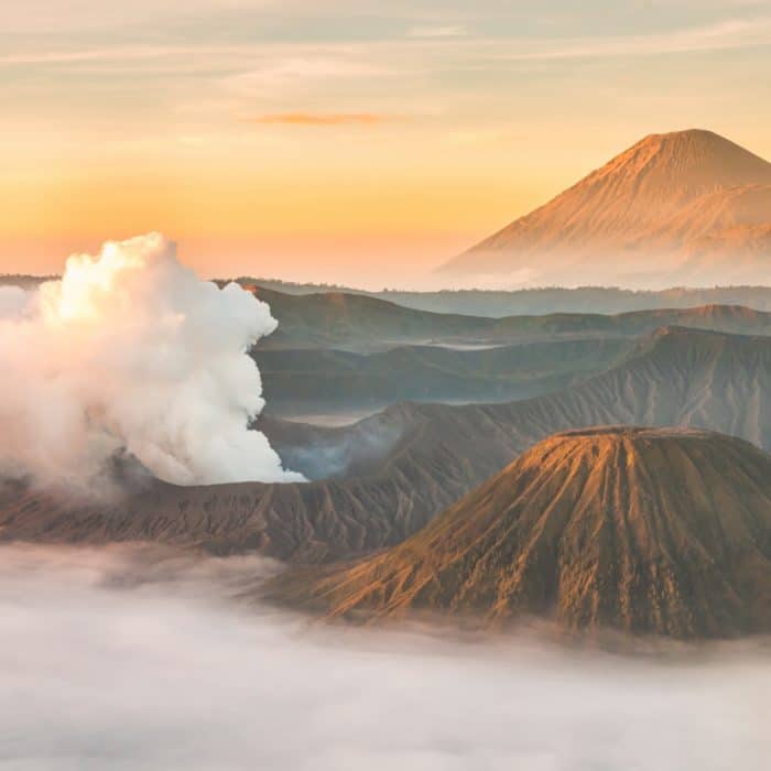 landscape of mountain and volcano