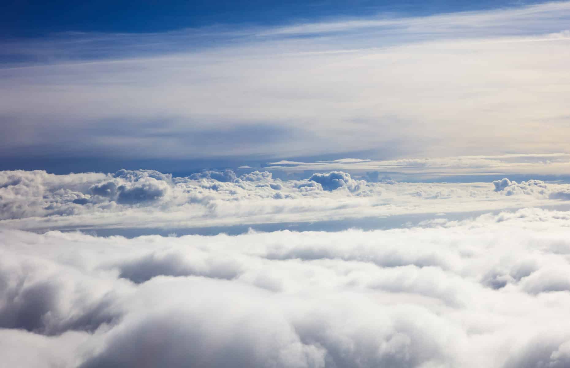 Beautiful view of clouds and sky from a plane window