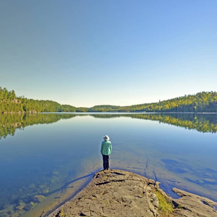 Woman on Ottertrack Lake in the Boundary Waters