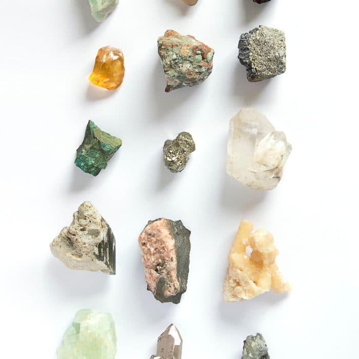 Crystals Laid Down on a white background
