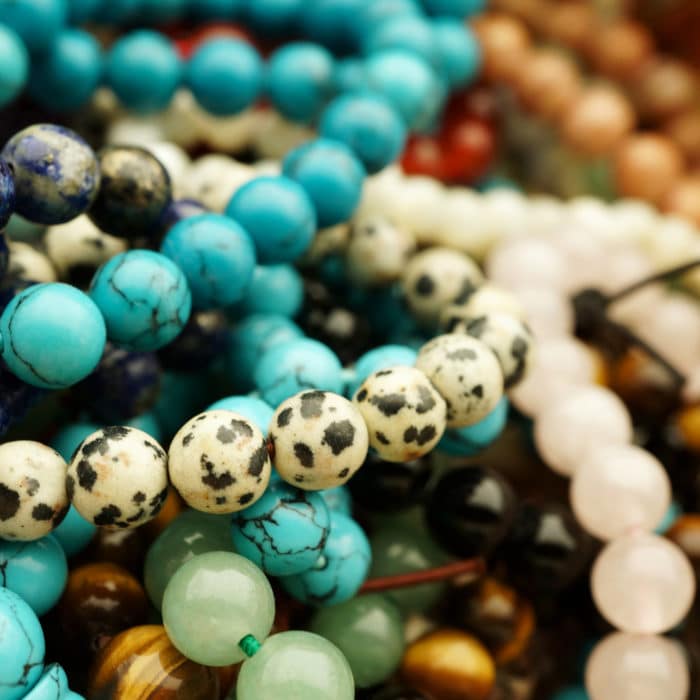 Beads bracelets made of different gemstones