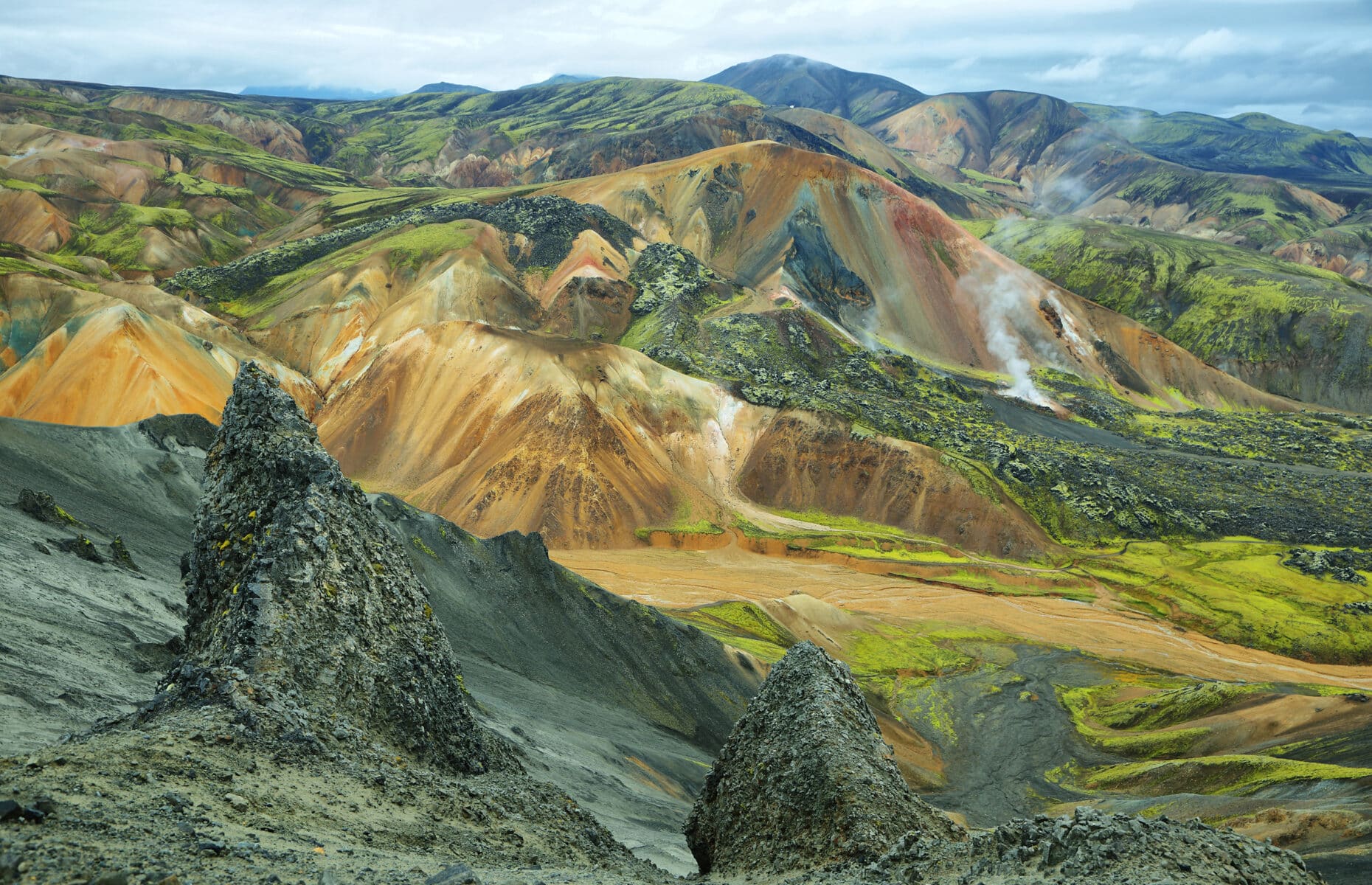 Multicolored rhyolite mountains of Landmannalaugar, Iceland
