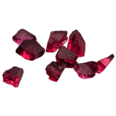 red crystals on white background