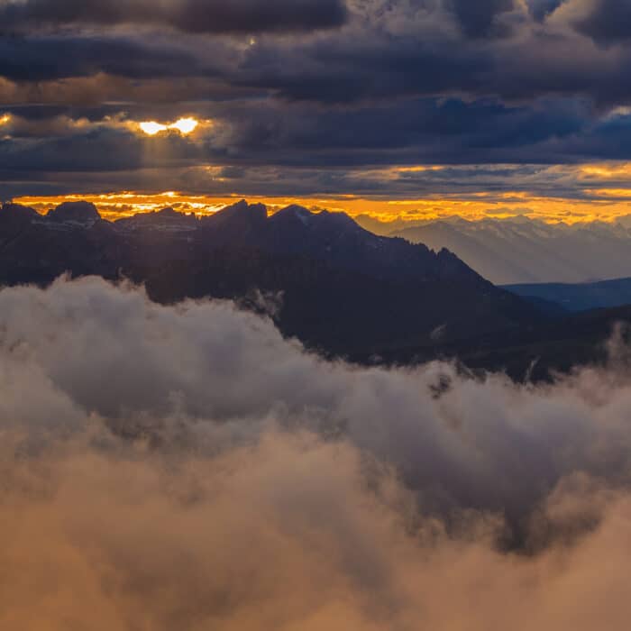Sunset landscape from Rosetta Mountain - San Martino di Castrozza, Italy