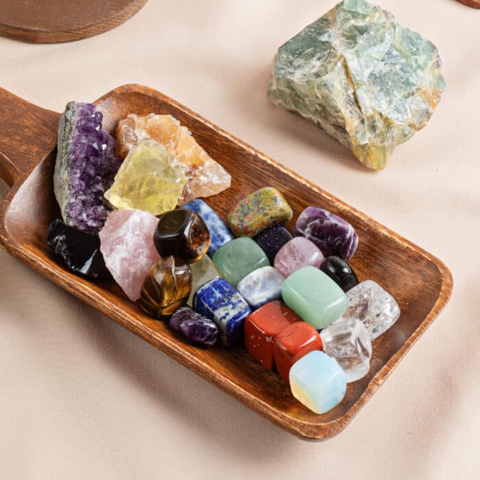 Healing reiki chakra crystals therapy. Rituals with gemstones and aromatherapy for wellbeing, meditation, destress, relaxation, mental health, spiritual practices. Energetical power concept
