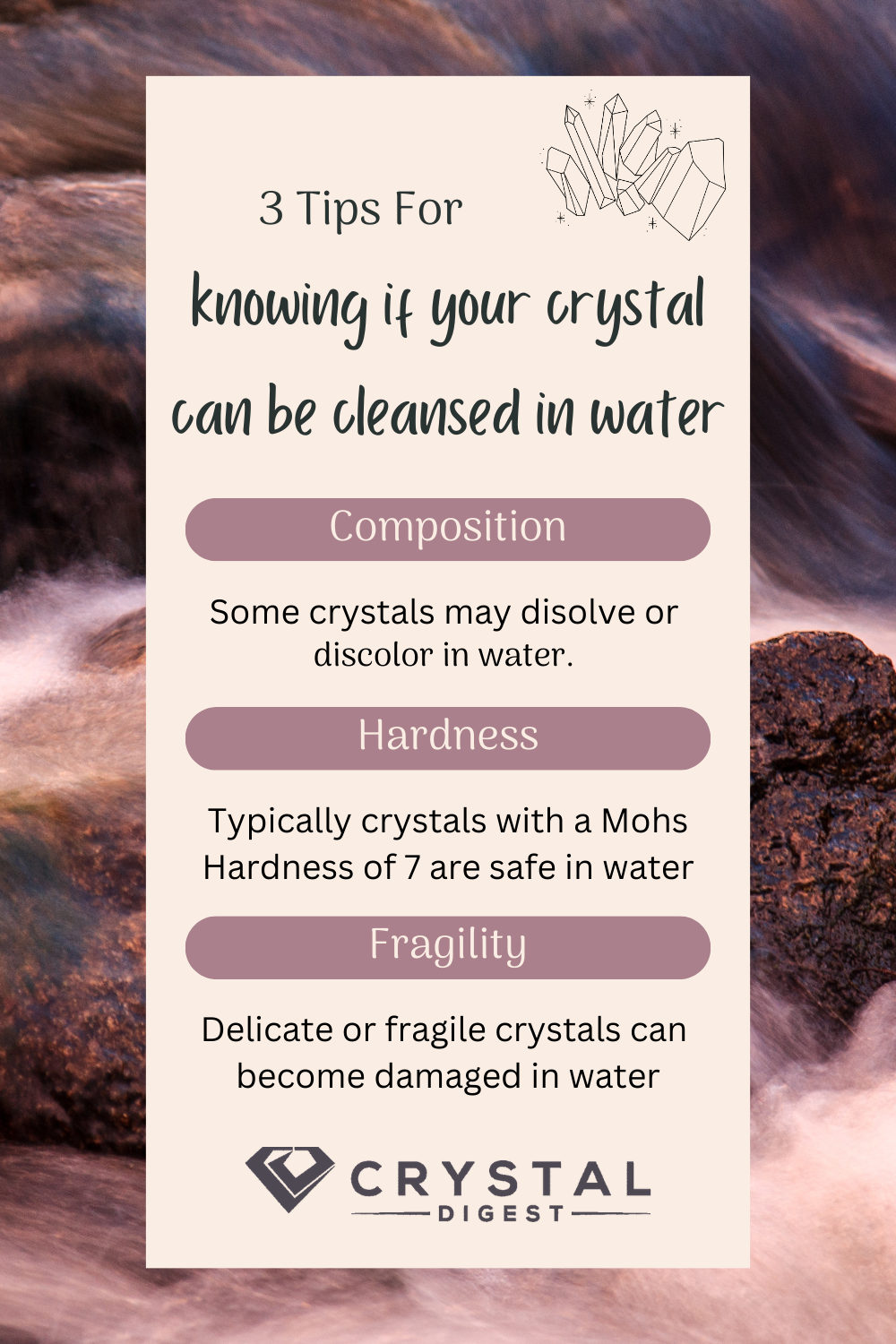 Tips for knowing which crystals to cleanse in water