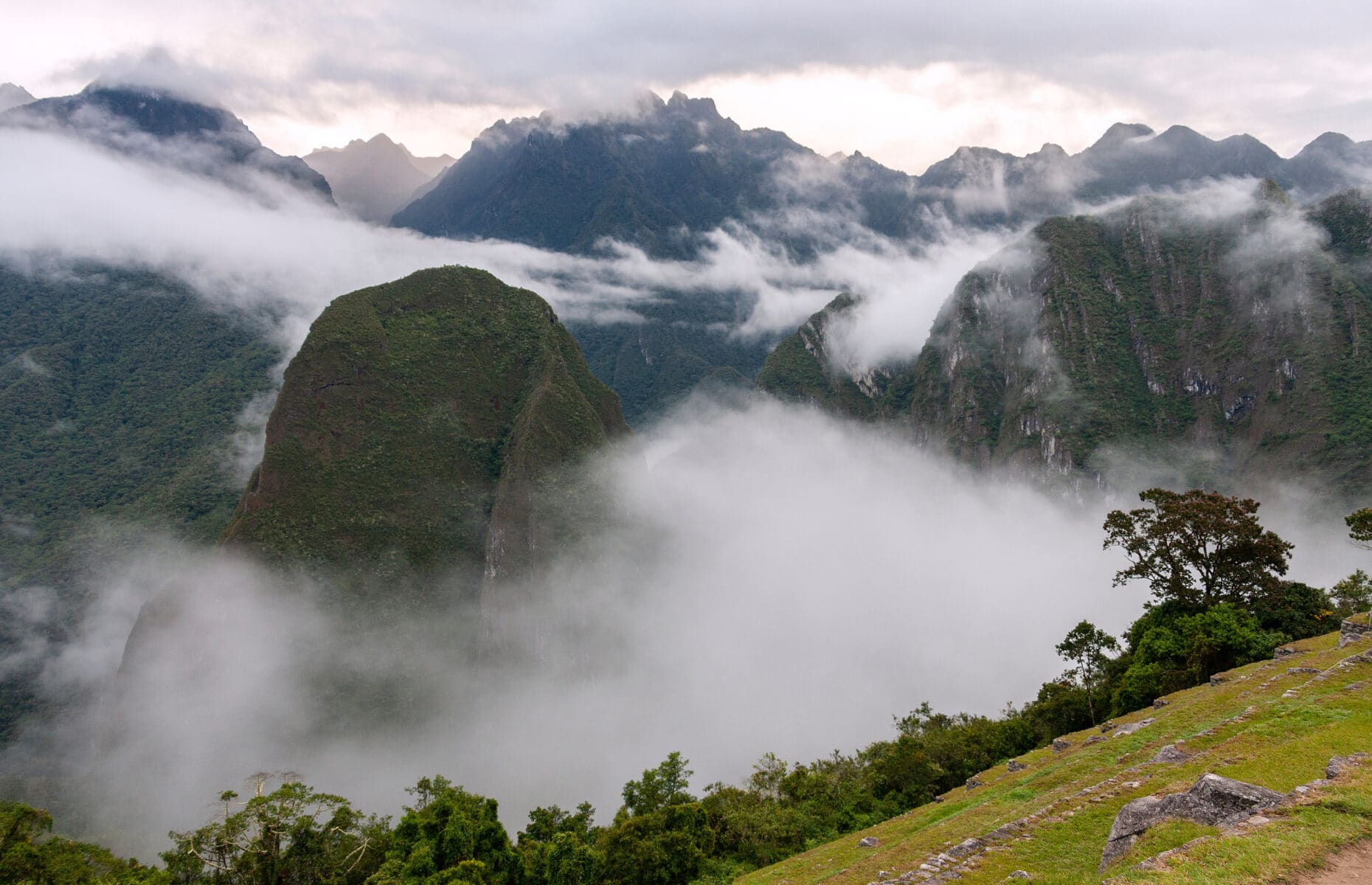 Clouds in the valleys of the Andes Mountains in Peru, South America.