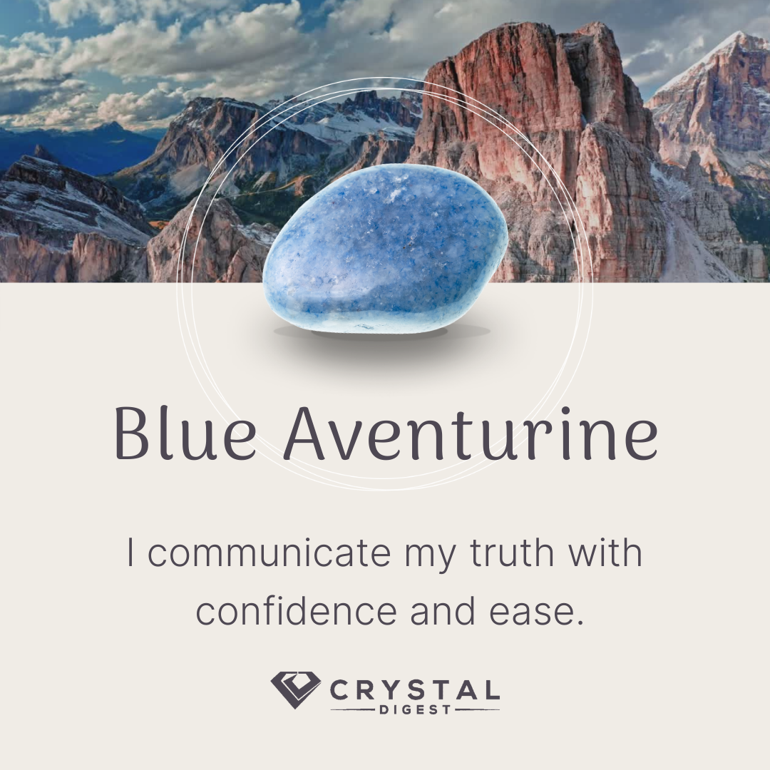 Blue aventurine crystal affirmation