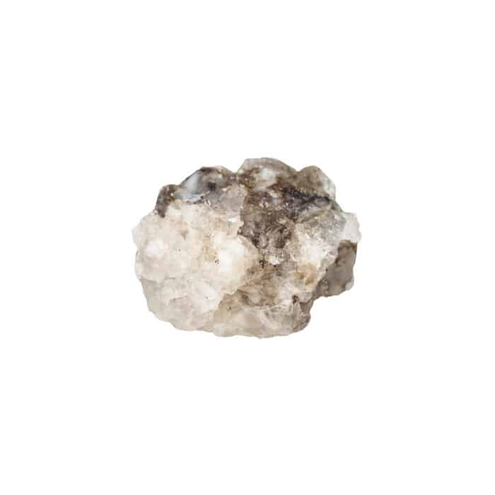 Macro shooting of specimen of natural mineral - raw halite (rock salt) stone isolated on white background